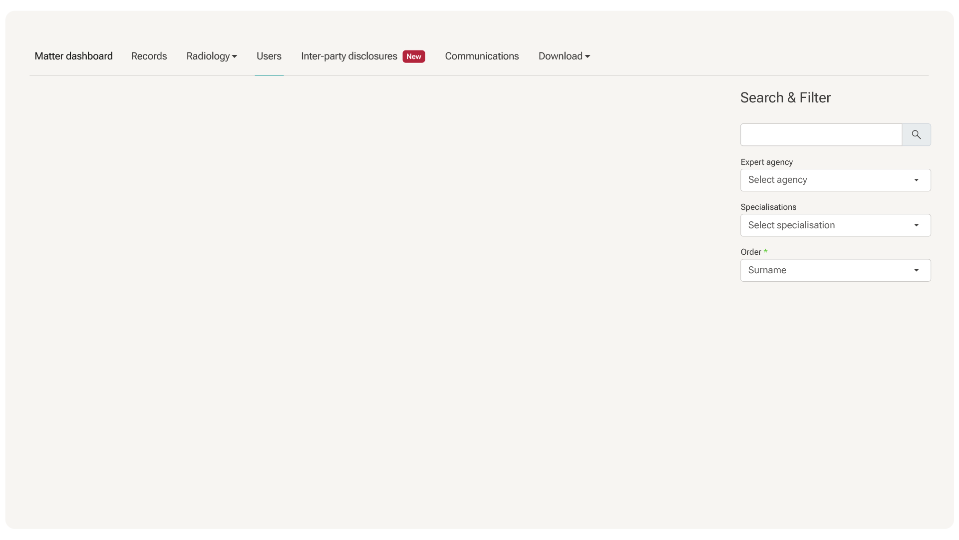 Secure Review matter dashboard